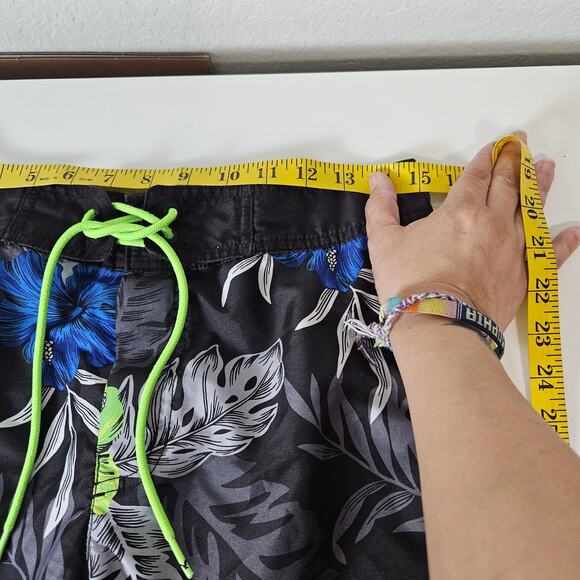 Mens American Eagle Outfitters Floral Board Shorts Swim Trunk Black Green Blue S - Picture 9 of 11